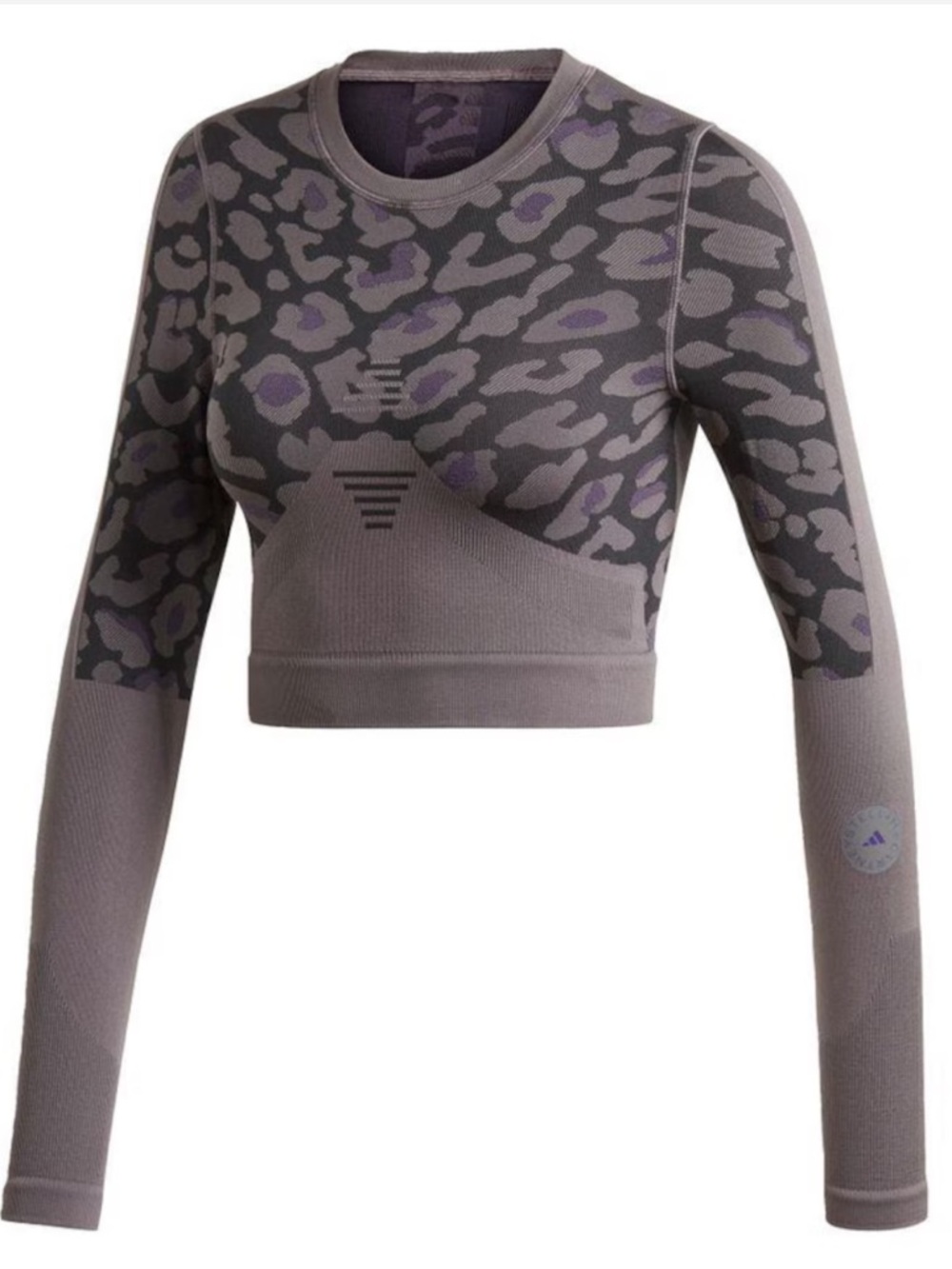 adidas by Stella McCartney Purple and Gray Camo Seamless Long-Sleeve Crop Top